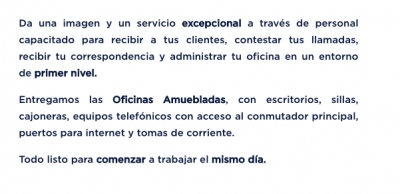 oficina amueblada en renta en centro de negocios 16.5m2 , $23600