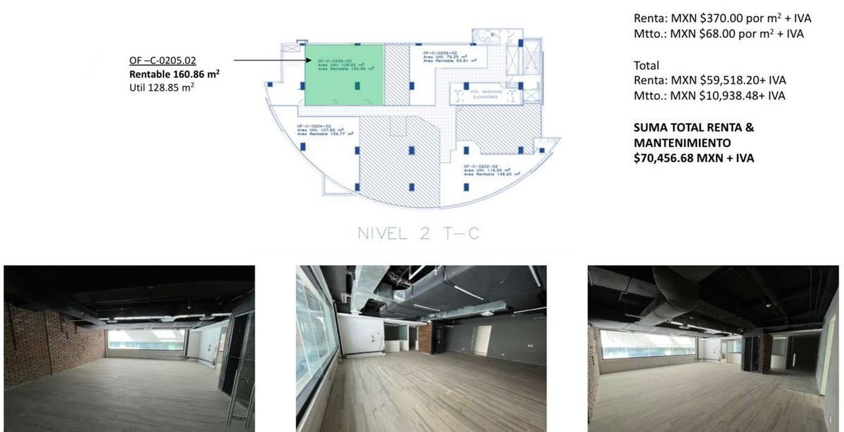 renta oficinas en  santa fe  /  torre c