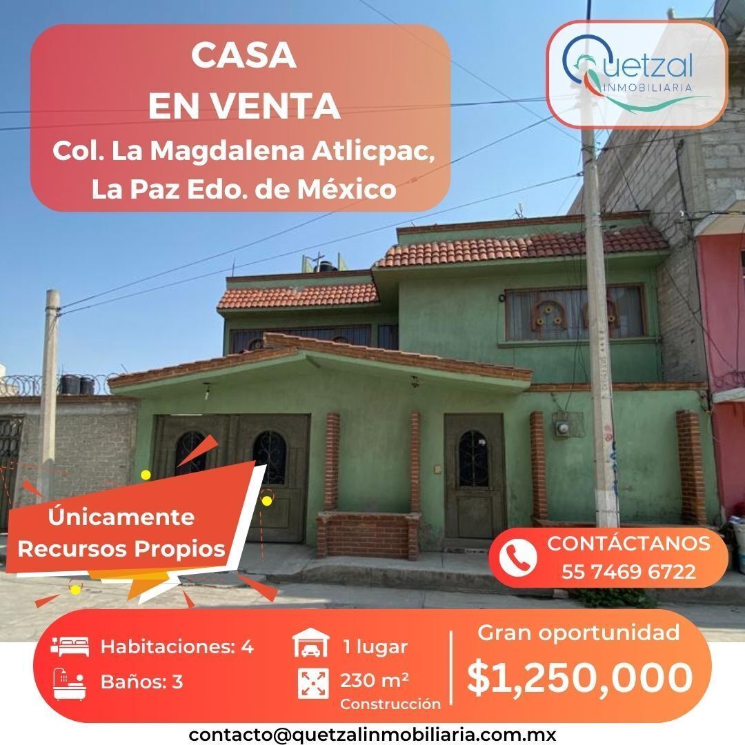 casa muy amplia bien ubicada en magdalena atlicpac